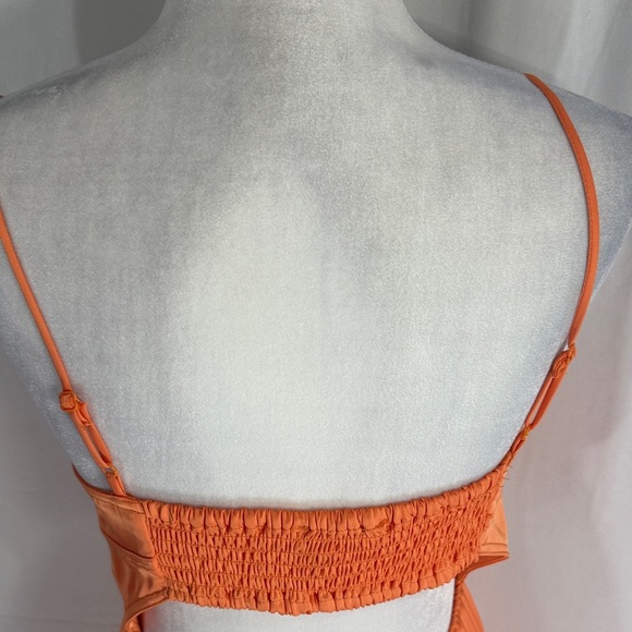 HOUSE OF HARLOW 1960 ORANGE PLEATED CUTOUT DRESS SIZE S - Picture 8 of 9